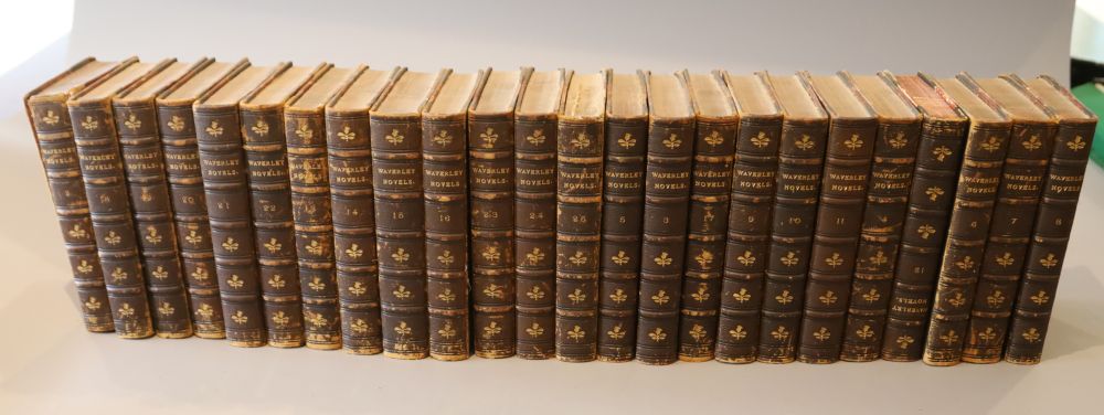 Scott, Walter - Works. Waverley Novels, 24 (of 25) vols, lacking vol. I, half calf, 12mo, Adam and Charles Black, London, 1873